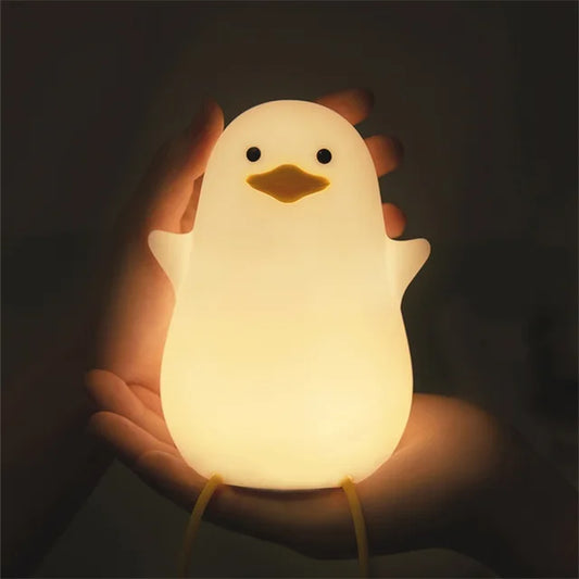 Duck Silicone Night Light for Children with Timer Usb Rechargeable Dimming Touch Lamp Sleeping Bedroom Cartoon Animal Decor Gift